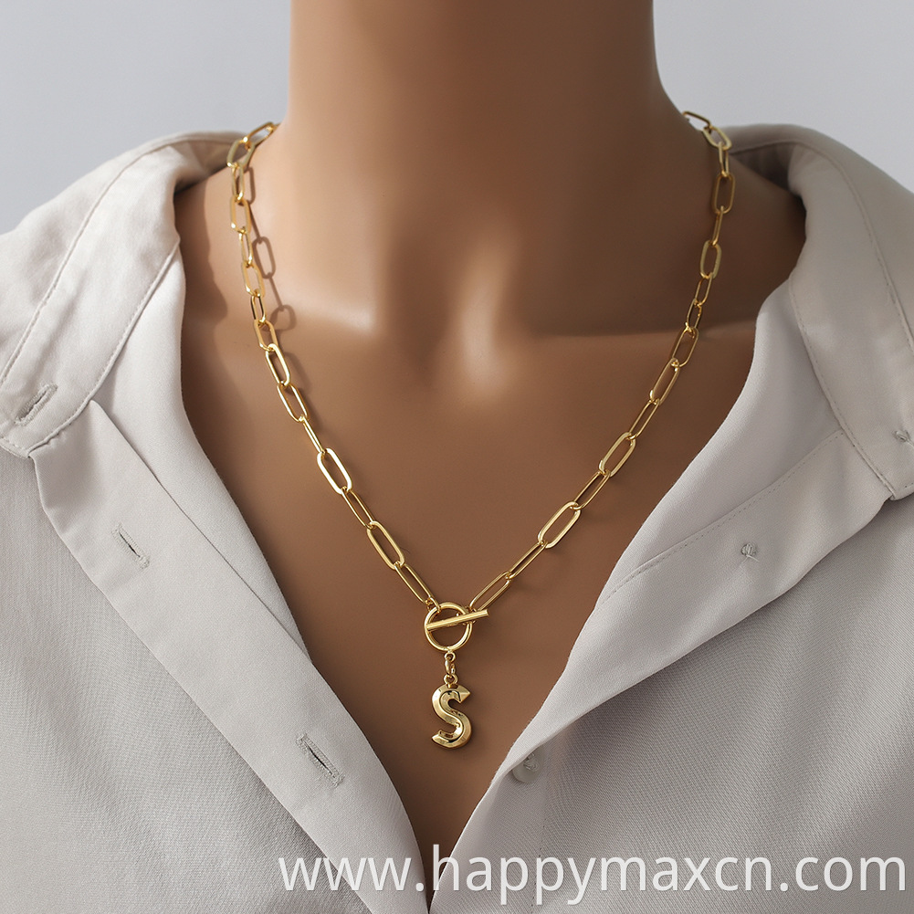 New Alphabet Necklace Gold Plated Trend Hip Hop Chain 26 Letter Pendants Necklace Initial